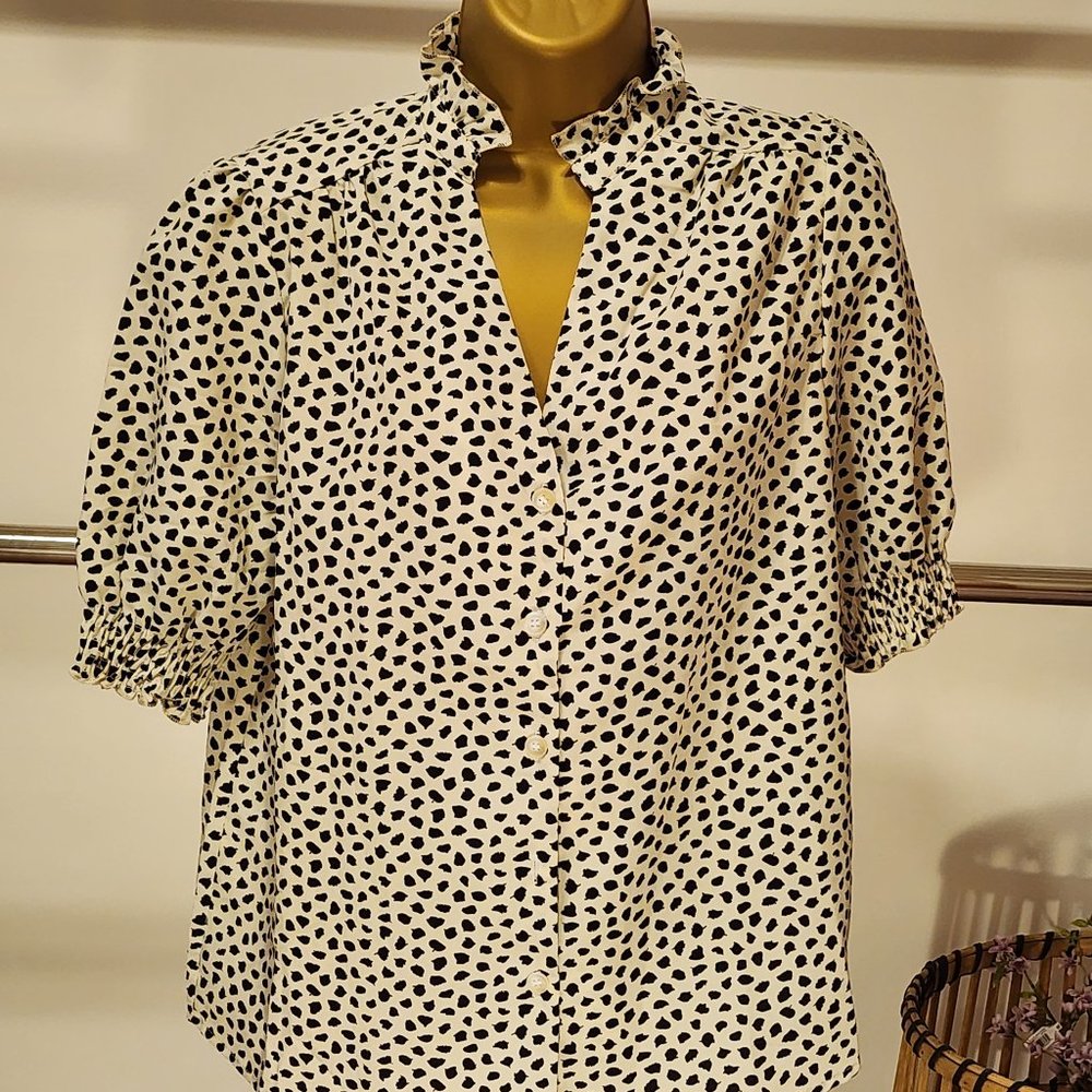 Ruffle neckline blouse